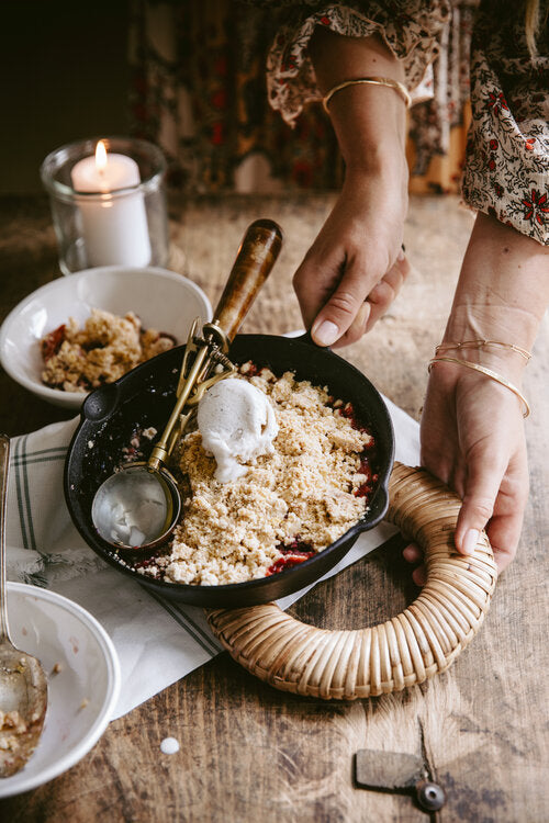 RHUBARB AND BASIL CRUMBLE