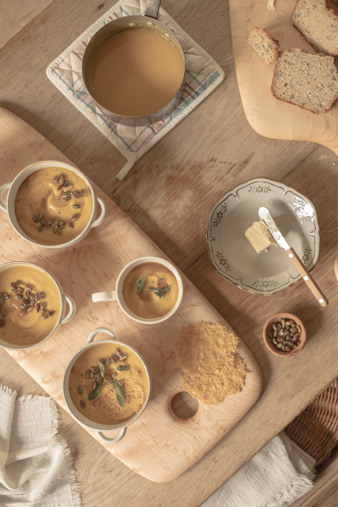 Golden Squash Soup with Parmesan Crisps