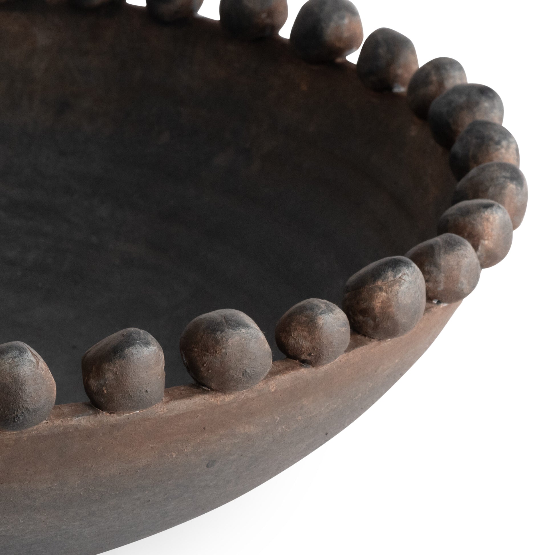Beaumont Bowl Decorative dark-gray ceramic bowl with raised bobble trim