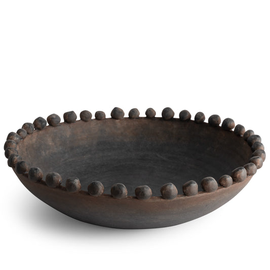 Beaumont Bowl Decorative dark-gray ceramic bowl with raised bobble trim 