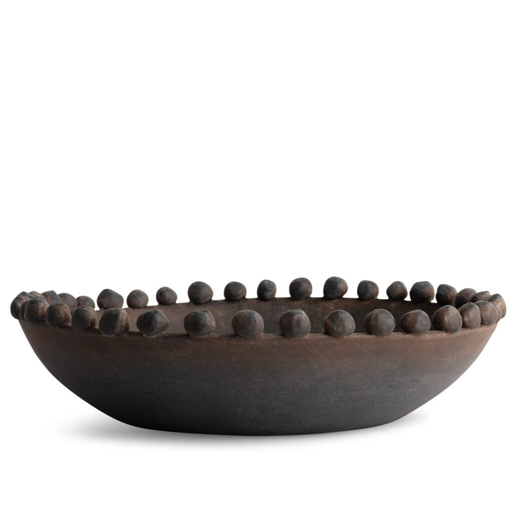 Beaumont Bowl Decorative dark-gray ceramic bowl with raised bobble trim