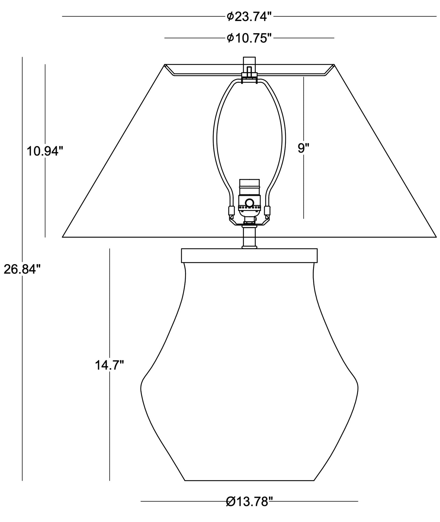 Dulwich Table Lamp Drawing & Dimensions