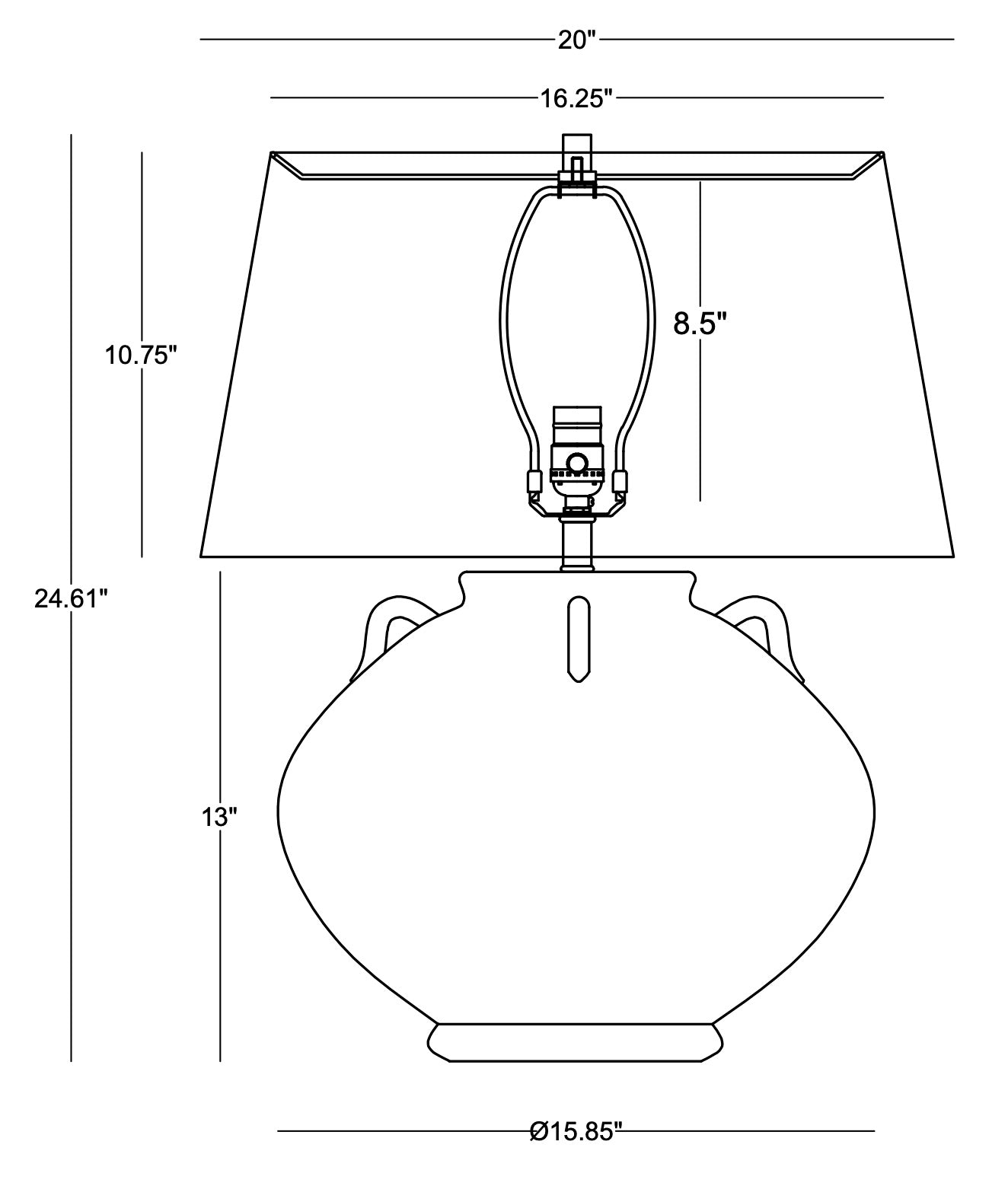 Henley Table Lamp Drawing & Dimensions