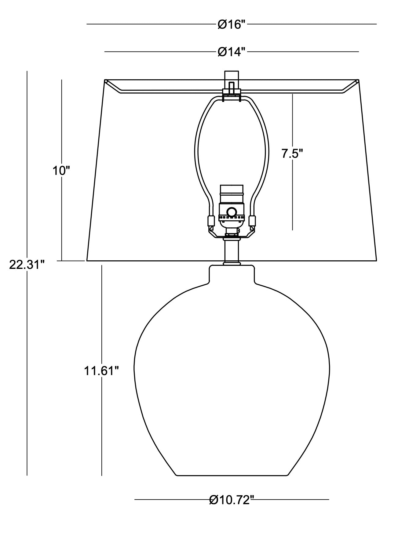 Kew Table Lamp Drawing & Dimensions
