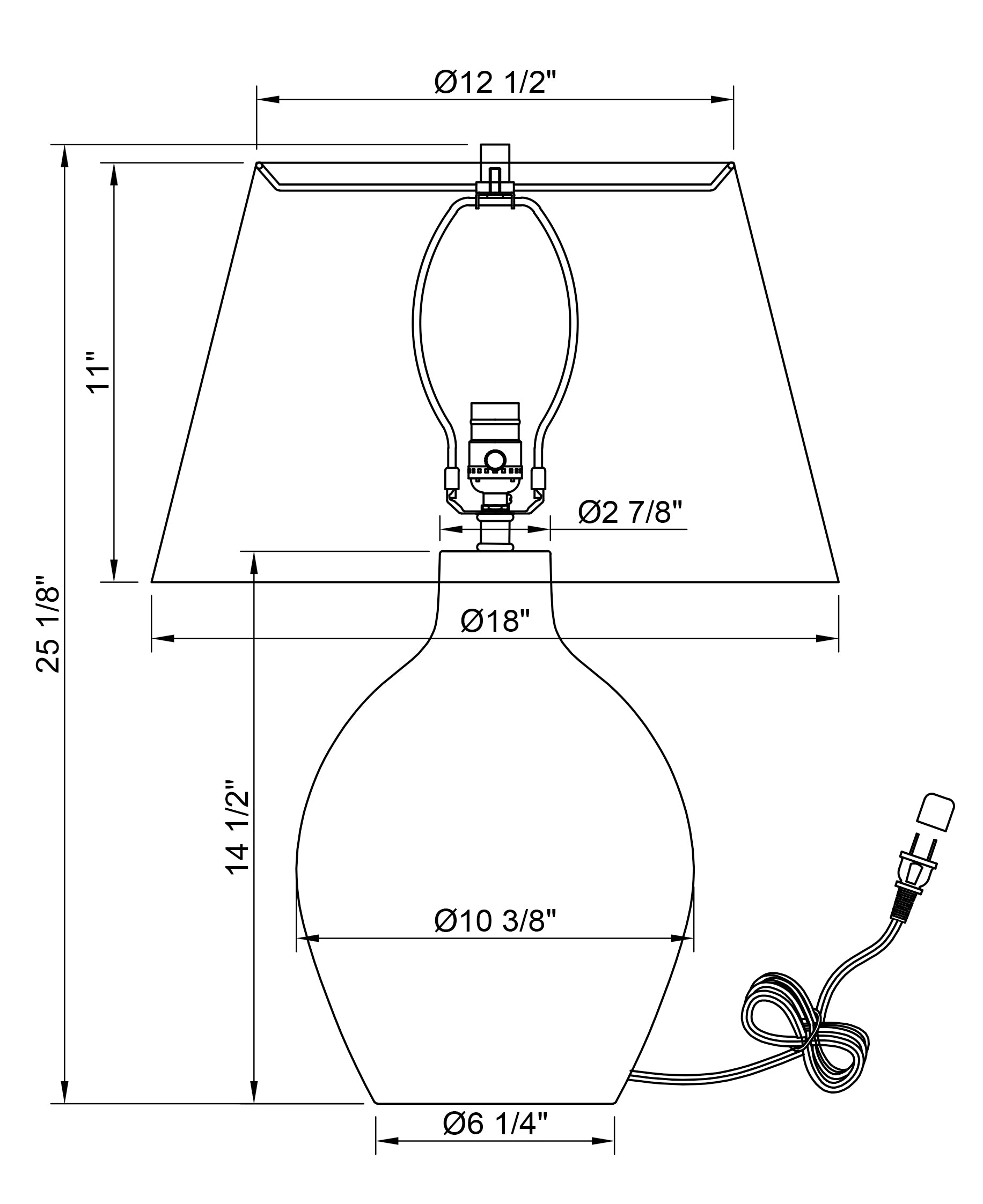 Thea Table Lamp Drawing & Dimensions