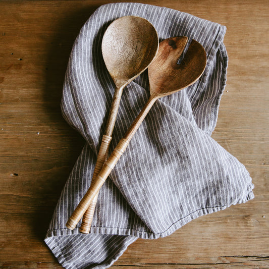 Rattan Wrapped Serving Spoons